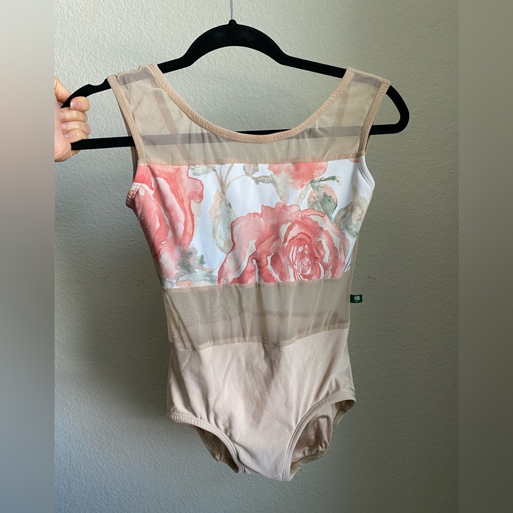 SOLD: Luckyleo Floral and Nude Mesh Spice leotard | Adult Medium